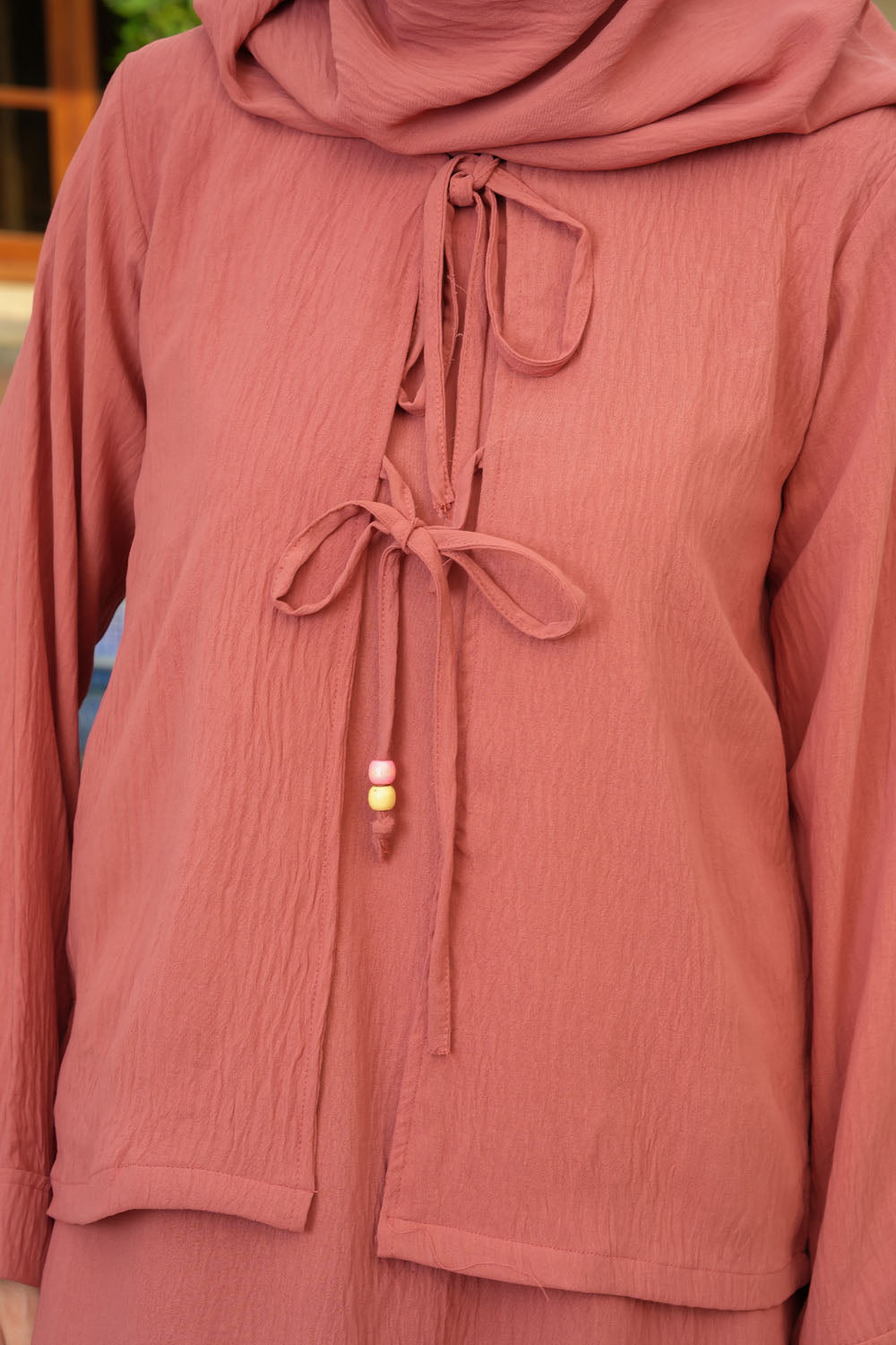 Coral Pink 2PC Abaya