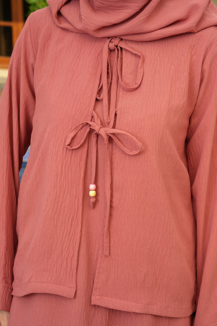 Coral Pink 2PC Abaya