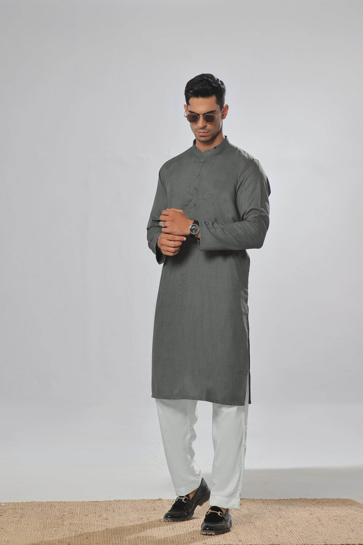 Green Self Kurta | ADKR-021 - Al-Deebaj