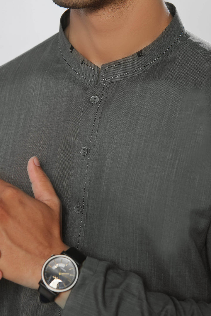 Green Self Kurta | ADKR-021 - Al-Deebaj