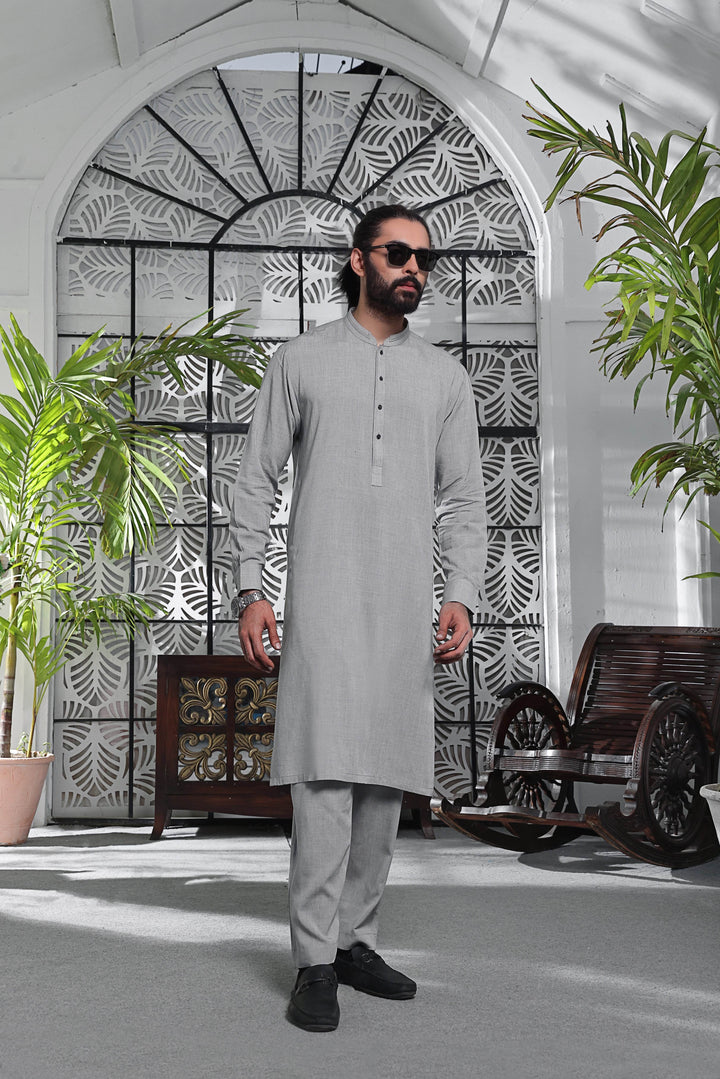 Light Grey Kurta Pajama | ADKP-012 - Al-Deebaj
