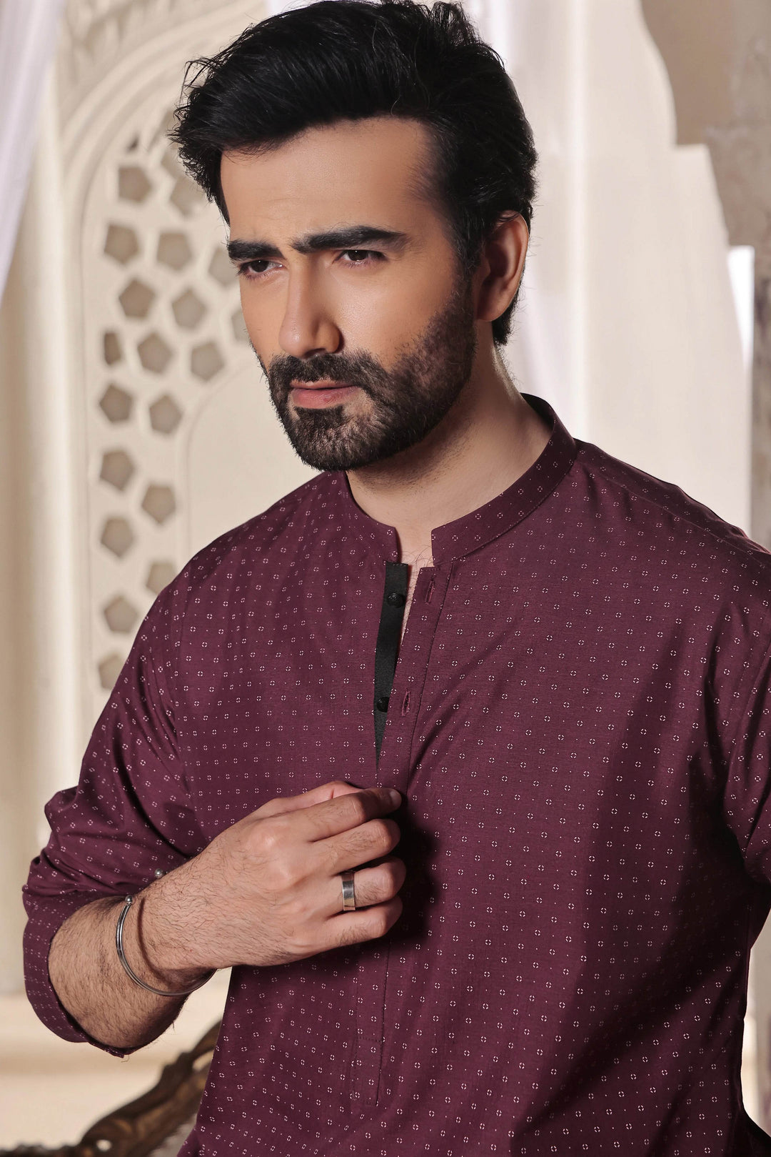 Maroon Printed Kurta | ADKR-020 - Al-Deebaj