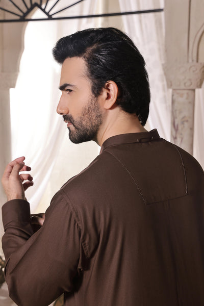 Dark Brown Blended Kameez Shalwar | ADKS-071 - Al-Deebaj