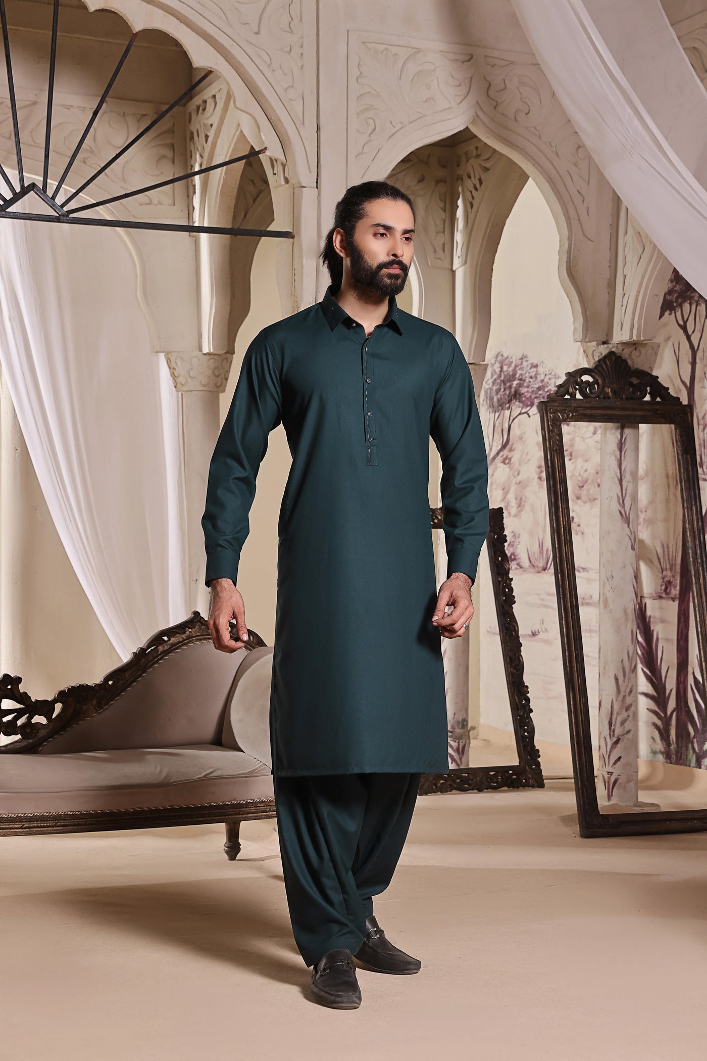 Turquoise Blended Kameez Shalwar | ADKS-070 - Al-Deebaj