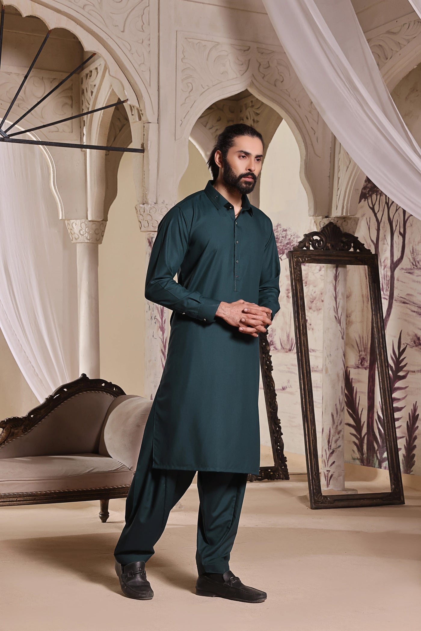 Turquoise Blended Kameez Shalwar | ADKS-070 - Al-Deebaj