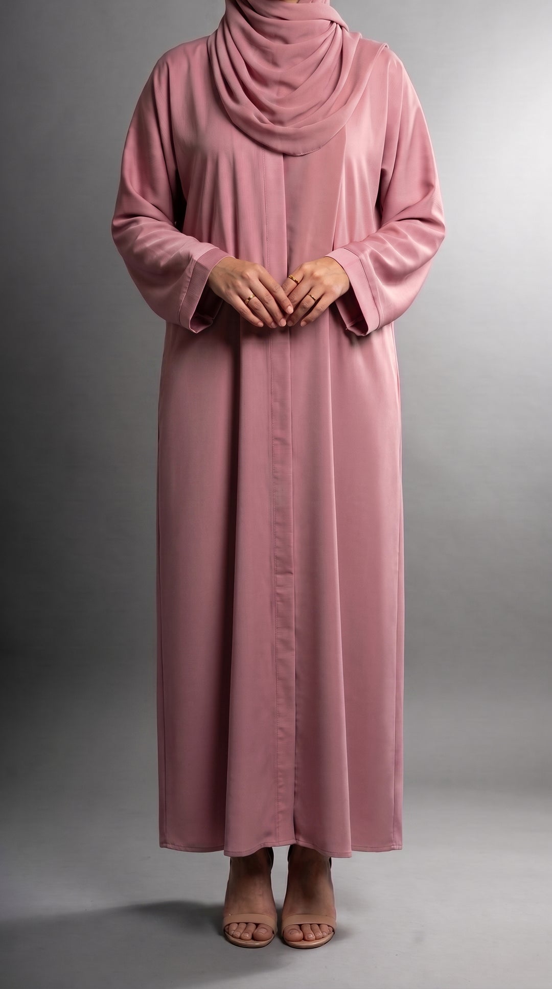 Rose Pink Plain Abaya | ABY-294
