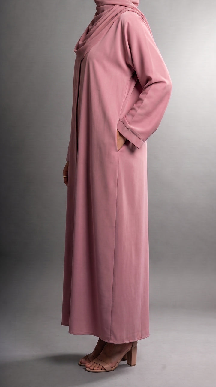 Rose Pink Plain Abaya | ABY-294