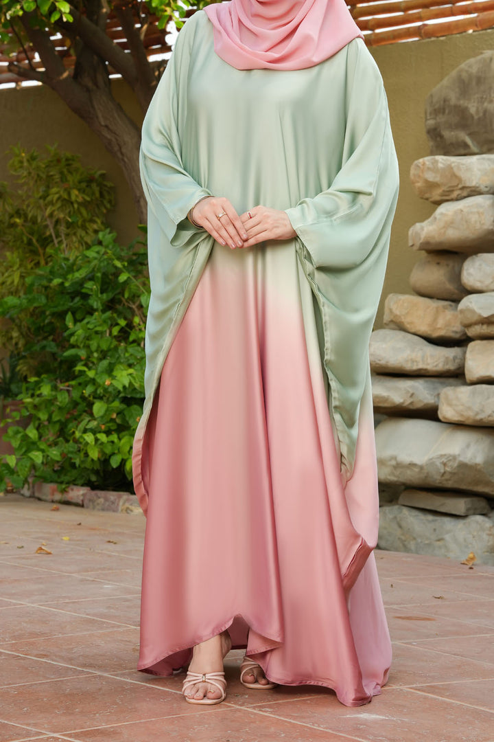 Green/Pink Two Tone Abaya