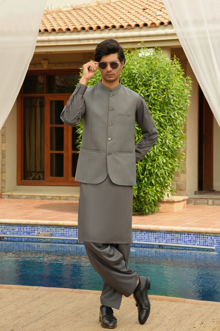 Grey Design Waist-Coat | P104