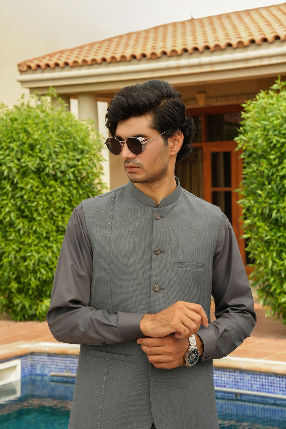 Grey Design Waist-Coat | P104