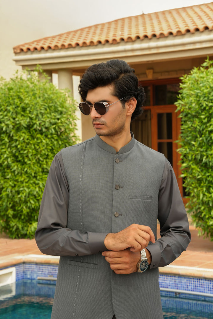 Grey Design Waist-Coat | P104