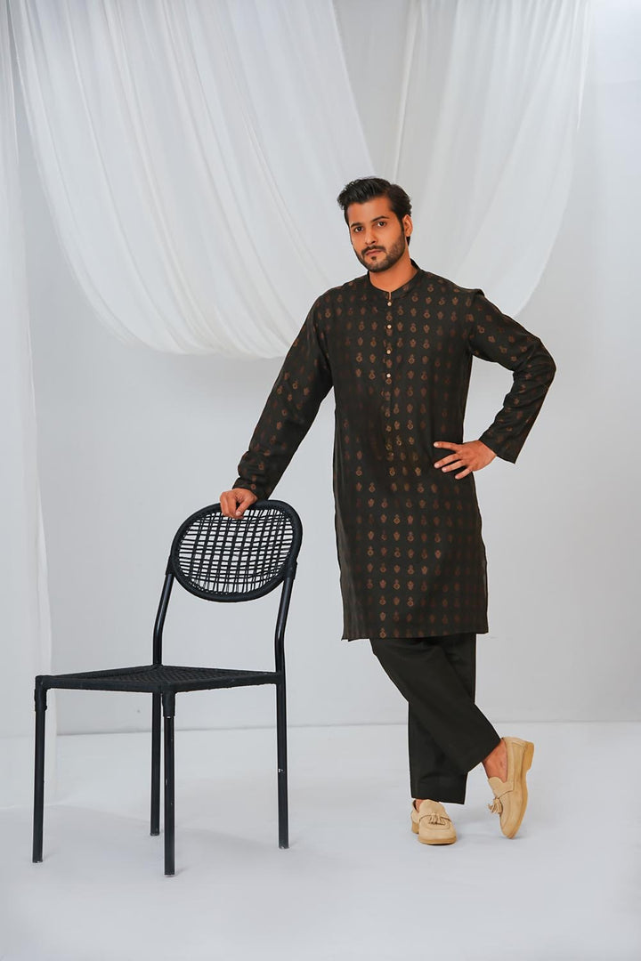 Black Plain Kurta Pajama | KP-039