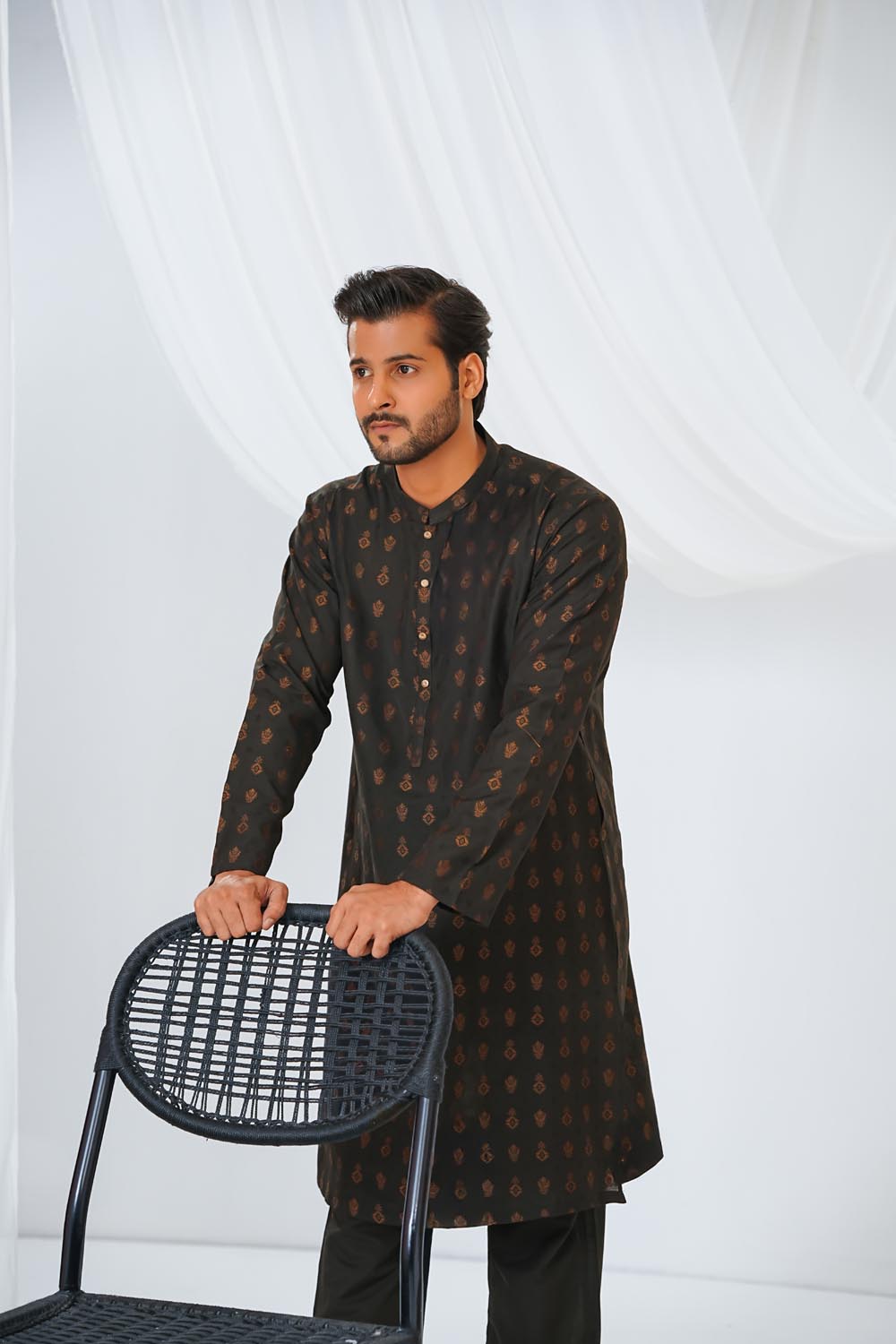 Black Plain Kurta Pajama | KP-039