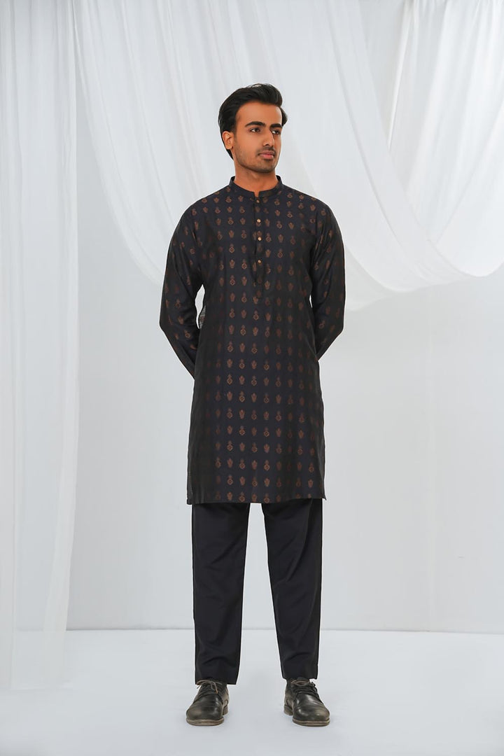 Black Plain Kurta Pajama | KP-039