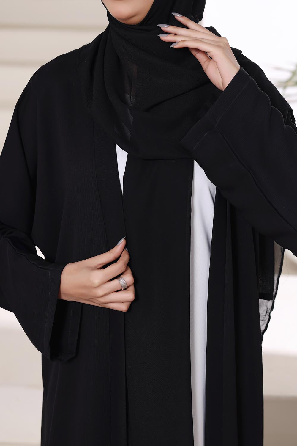 Black Front Open Gown