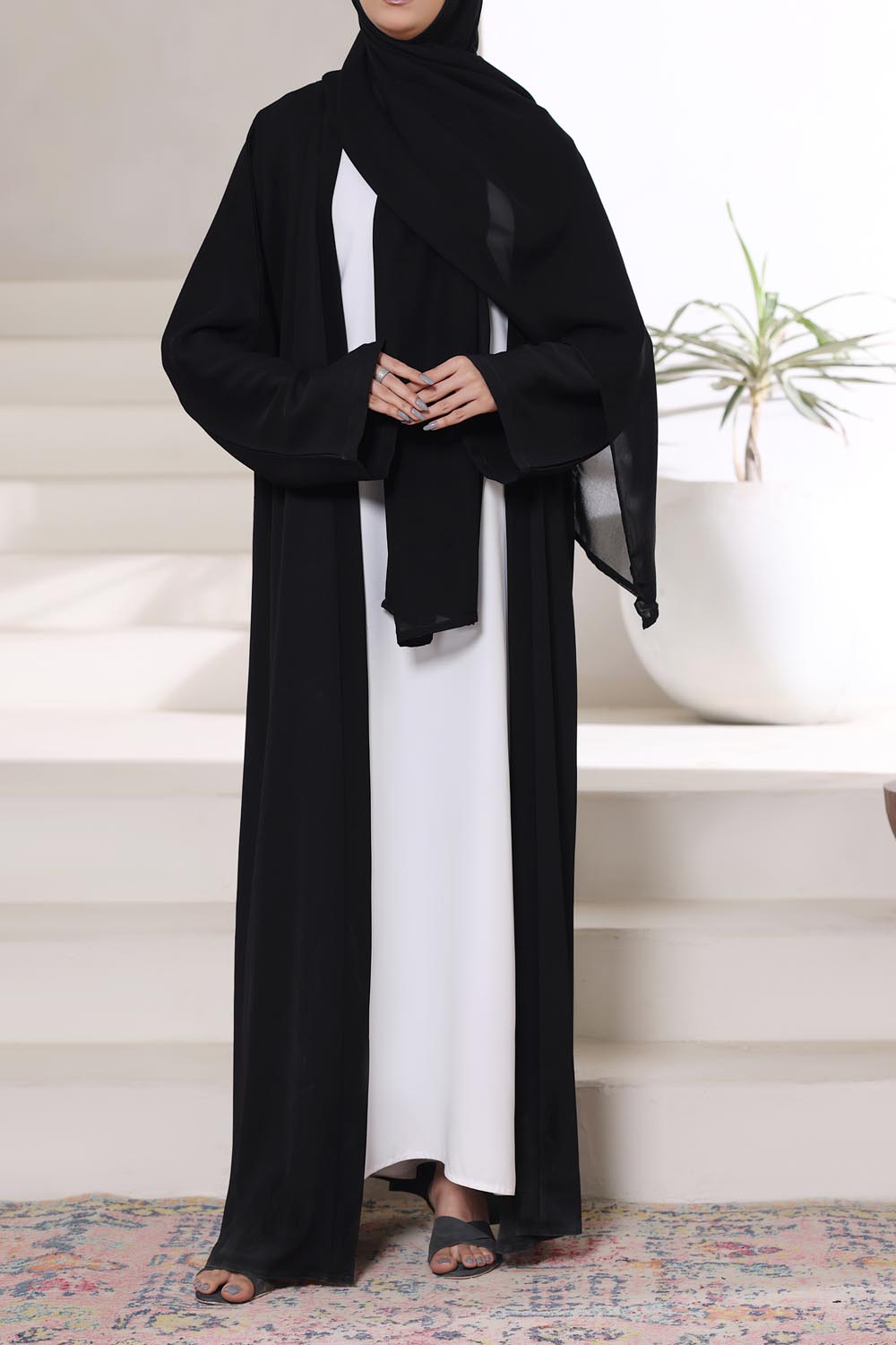 Black Front Open Gown