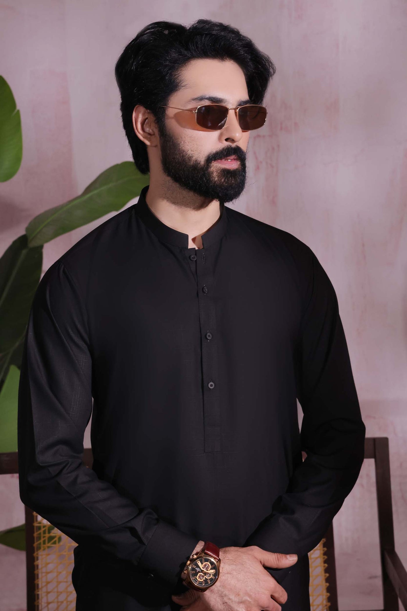 Black Self Kurta Pajama | KP-031