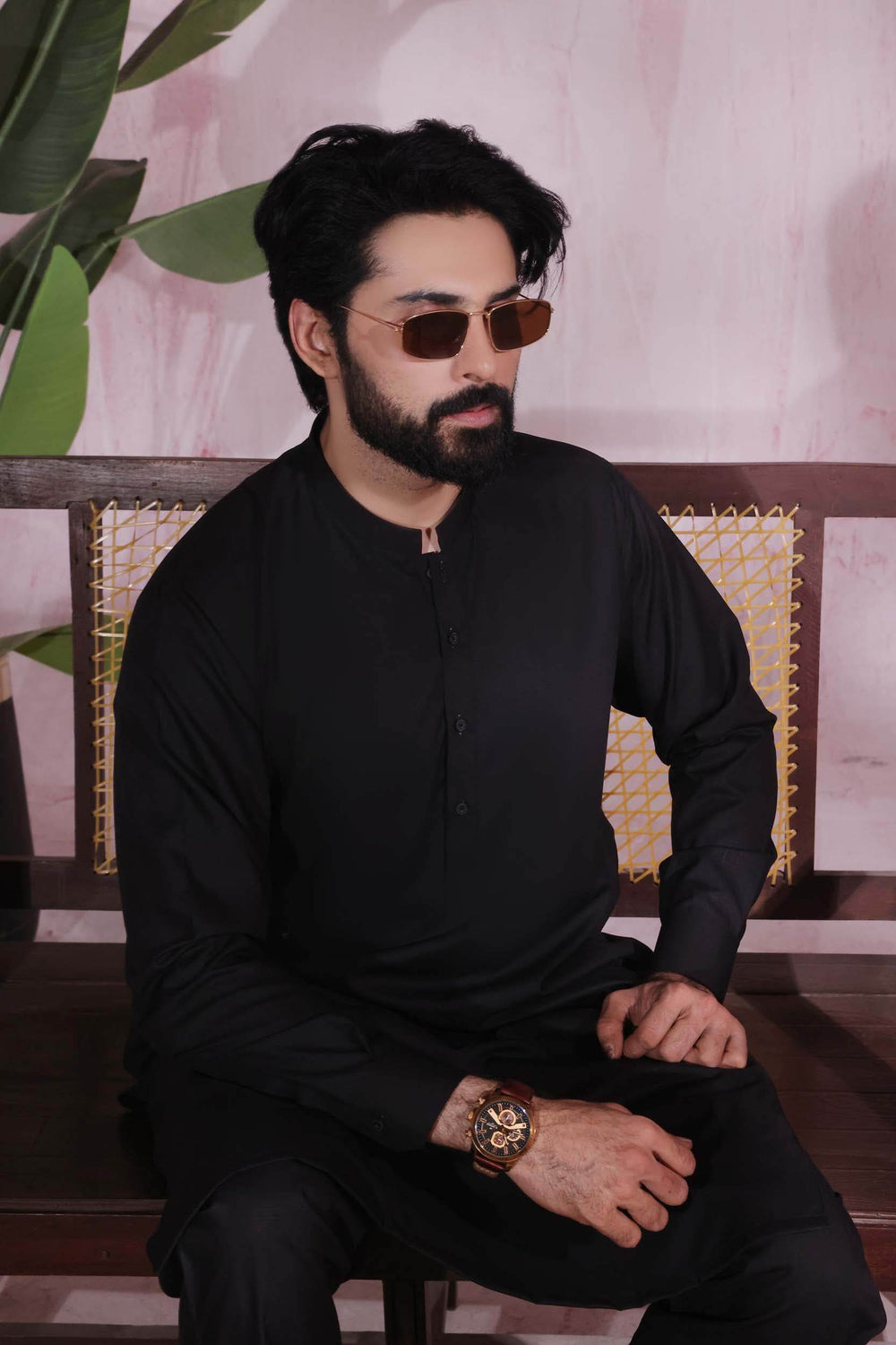 Black Self Kurta Pajama | KP-031 - Al-Deebaj