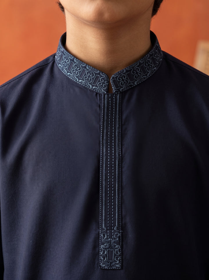 Embroidered Navy Kids Kurta Shalwar | KDS-45