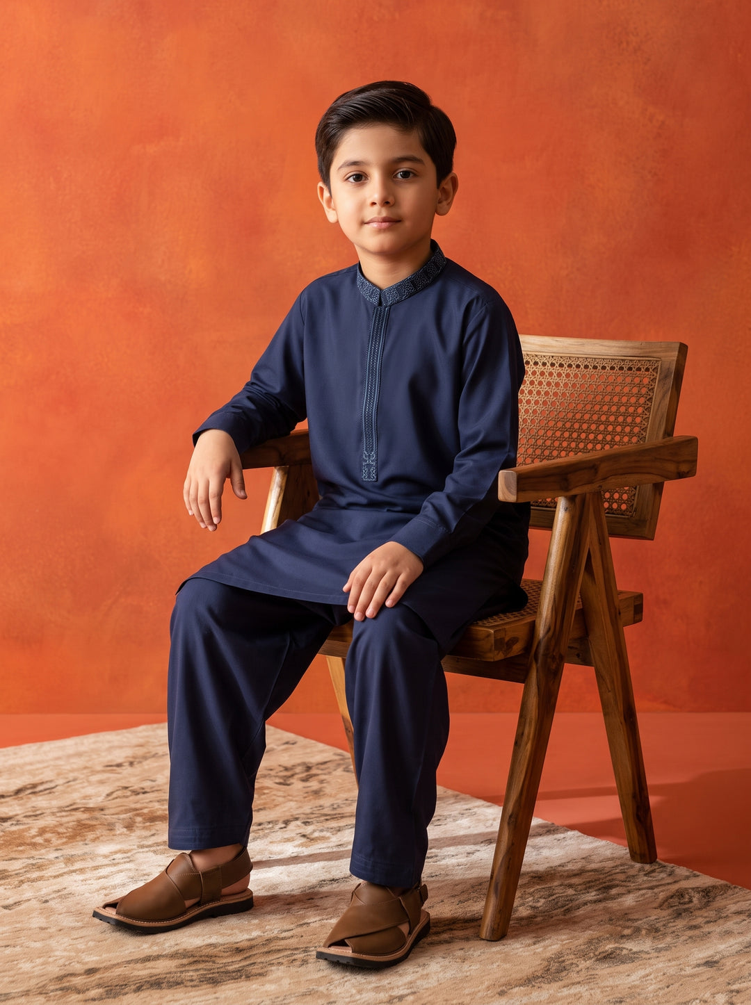 Embroidered Navy Kids Kurta Shalwar | KDS-45