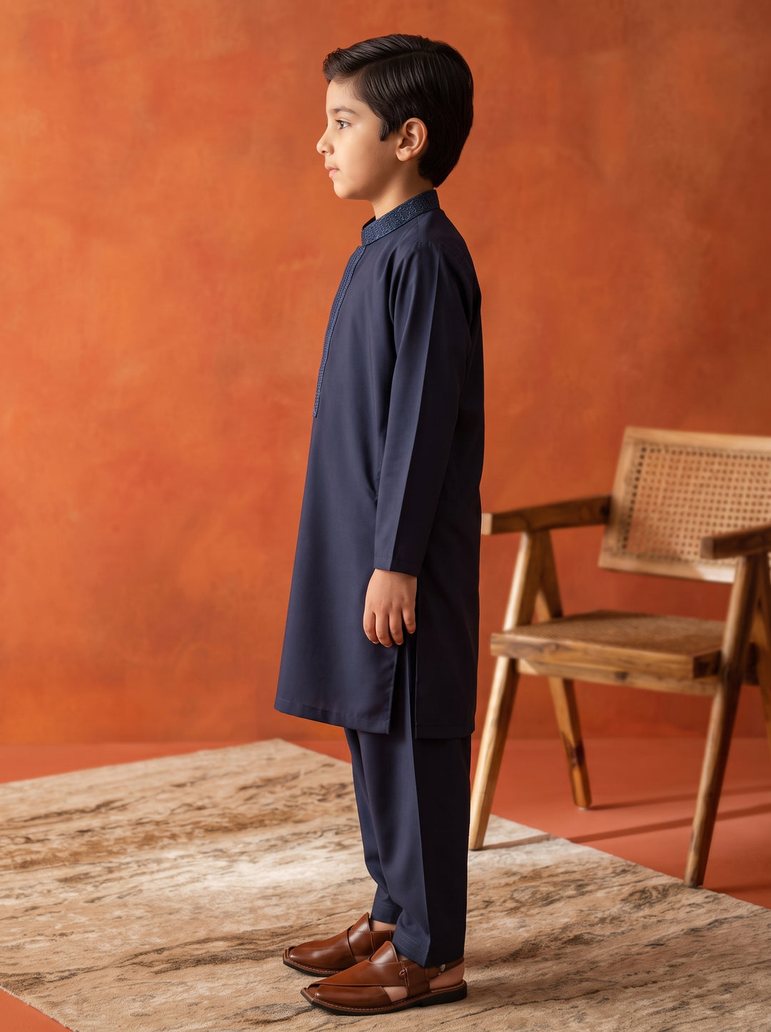 Embroidered Navy Kids Kurta Shalwar | KDS-45