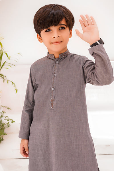 Grey Self Kids Kurta Shalwar| ADKDS-10 - Al-Deebaj