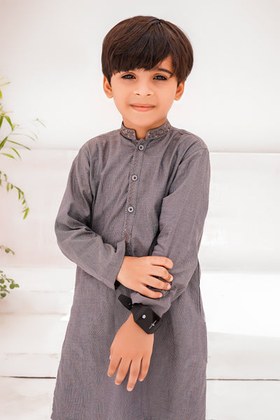 Grey Self Kids Kurta Shalwar| ADKDS-10 - Al-Deebaj