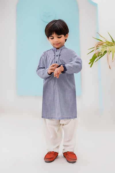 Blue Dotted Kids Kurta | ADKRS-016 - Al-Deebaj