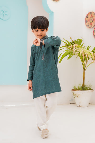 Green Self Kids Kurta | ADKRS-12 - Al-Deebaj