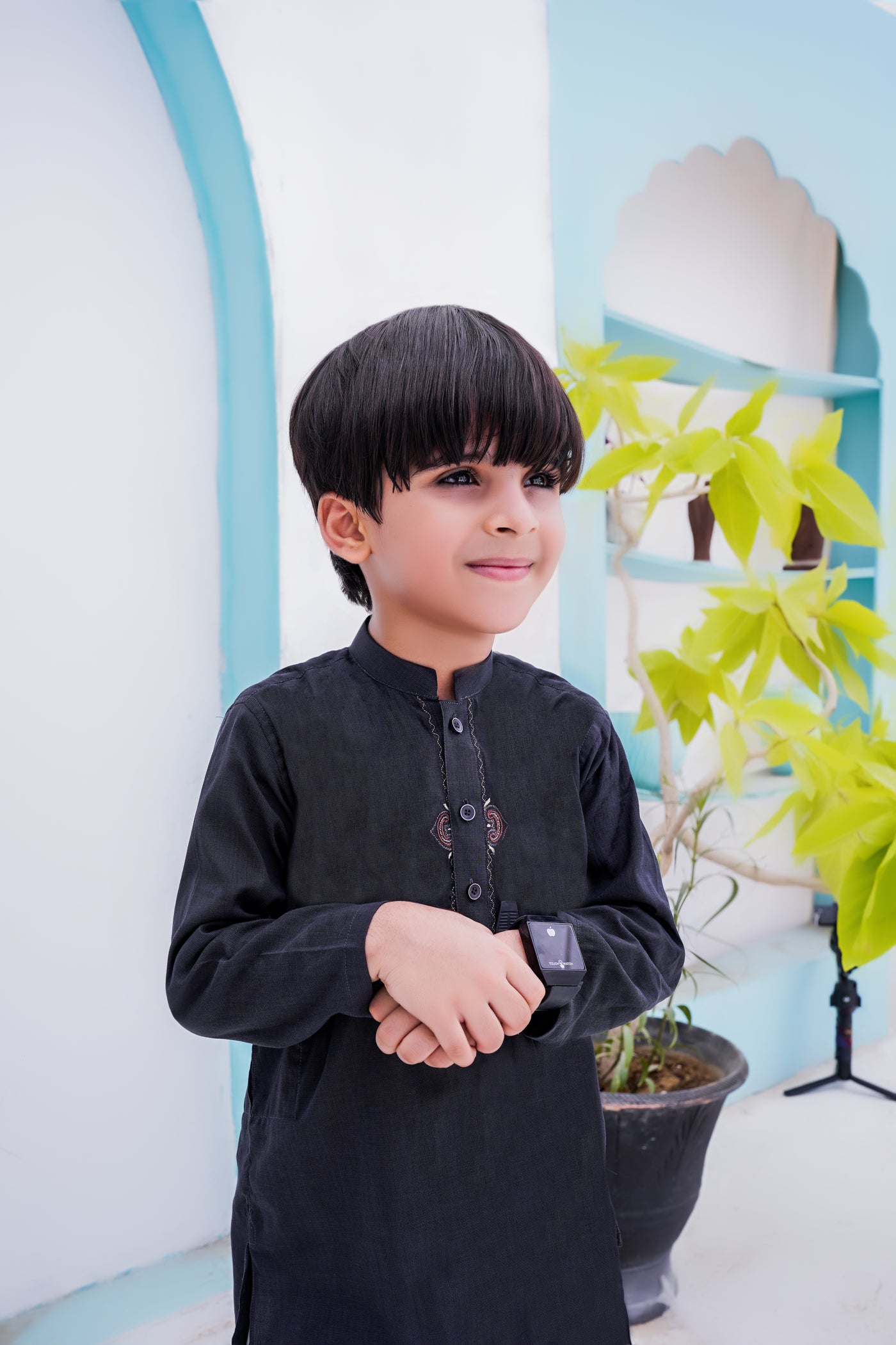 Grey Kids Kurta | ADKRS-13 - Al-Deebaj