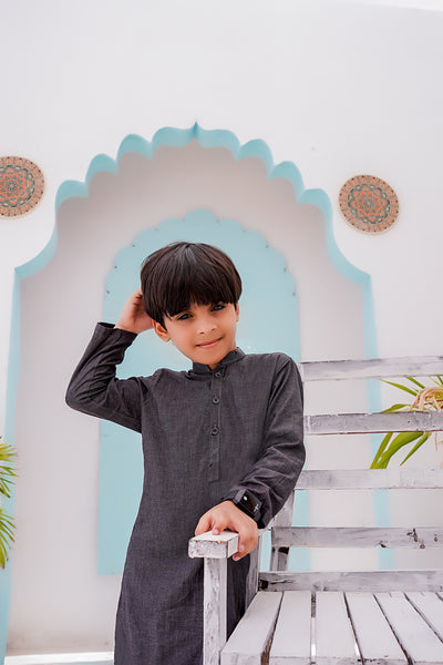 Grey Shamray Kids Kurta | ADKRS-14 - Al-Deebaj