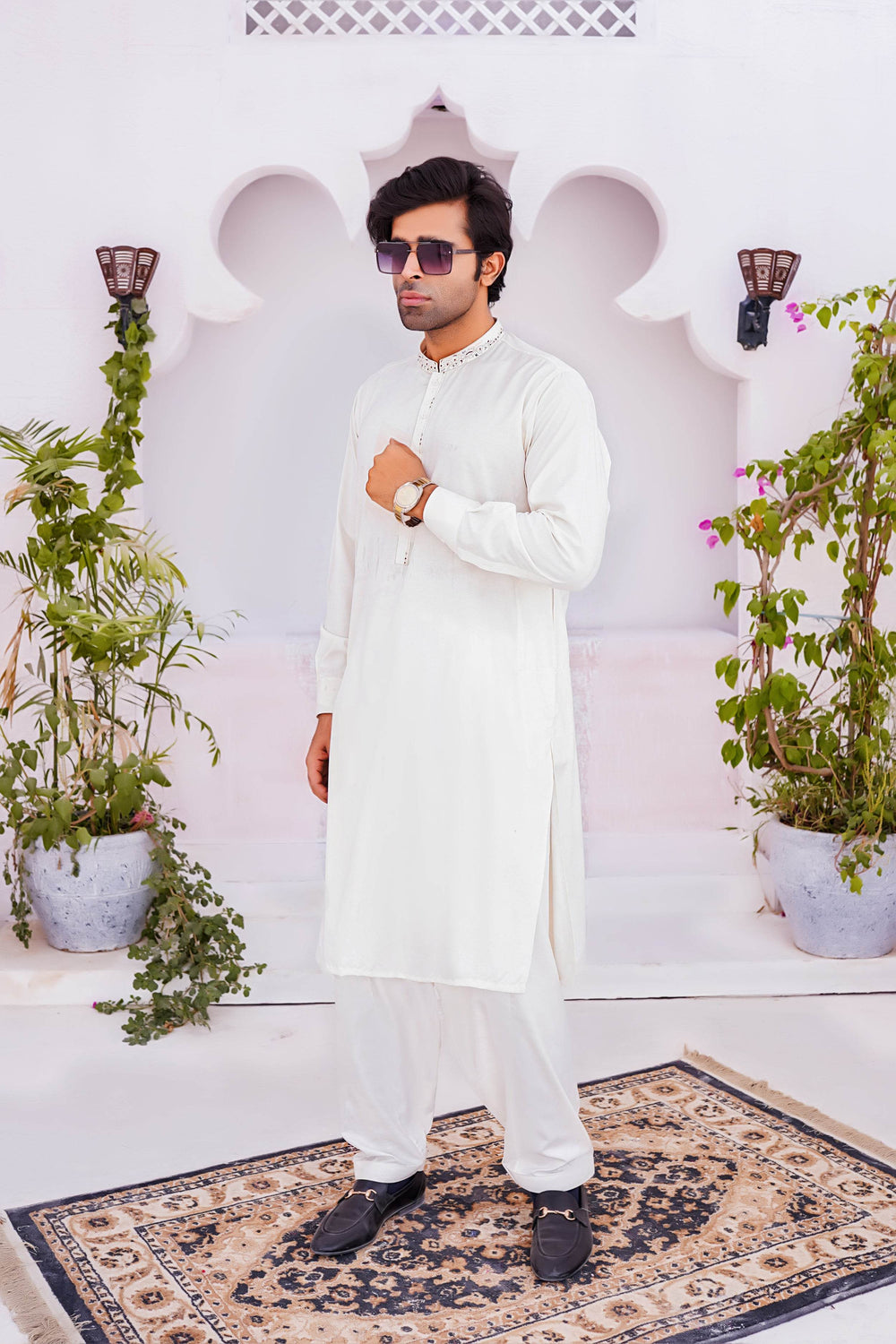 Pyramid Off-White Kameez Shalwar | ADKS-089 - Al-Deebaj