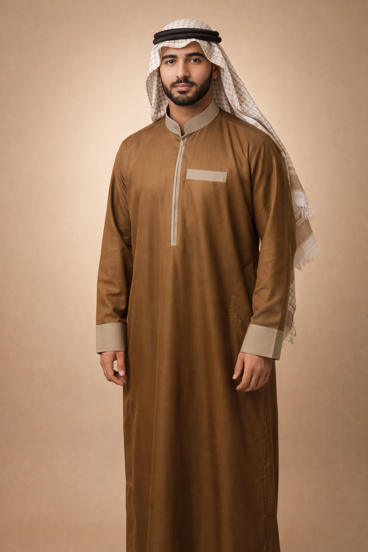 Mustard Zipper Jubbah | J036