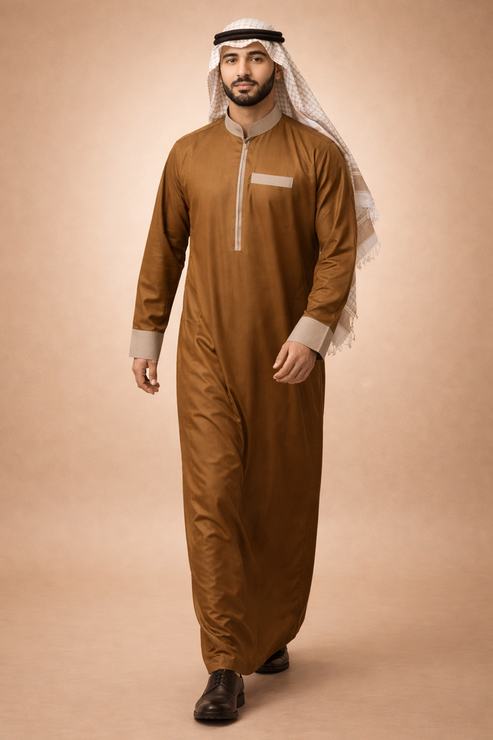 Mustard Zipper Jubbah | J036