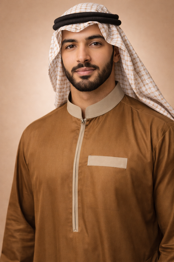 Mustard Zipper Jubbah | J036
