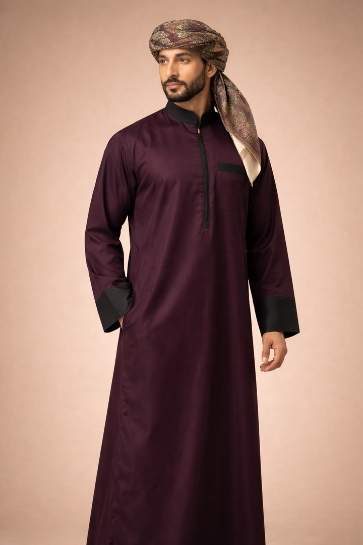 Burgundy Zipper Jubbah | J037