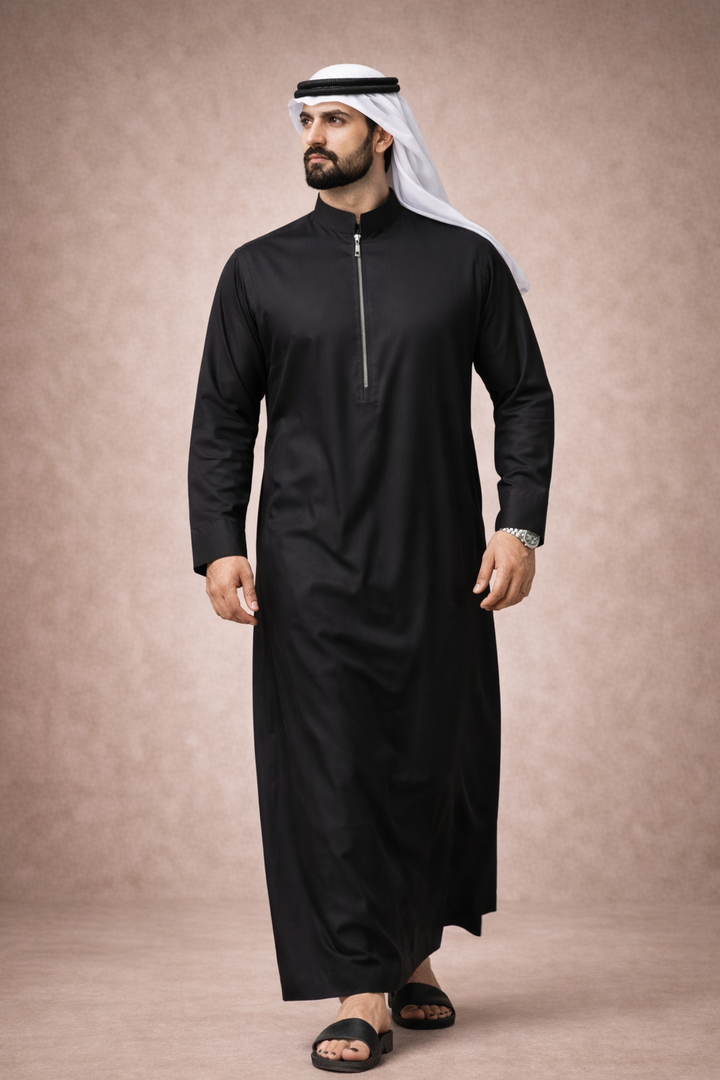Black Zipper Jubbah | J038