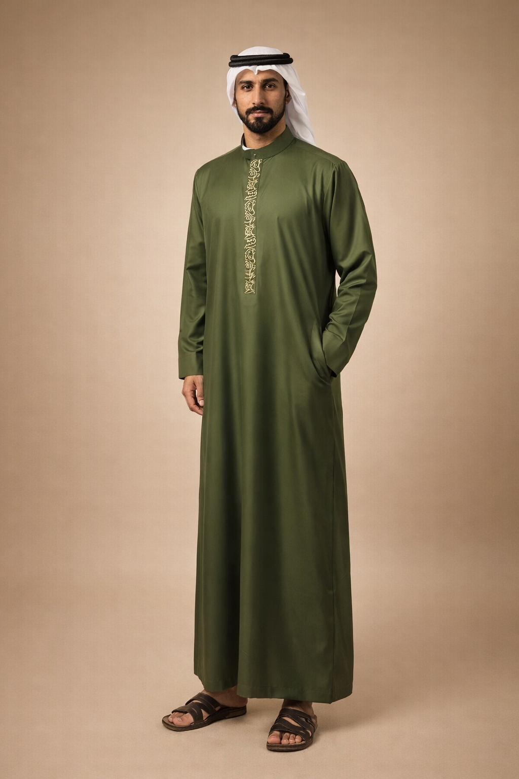 Olive Calligraphy Jubbah | J041