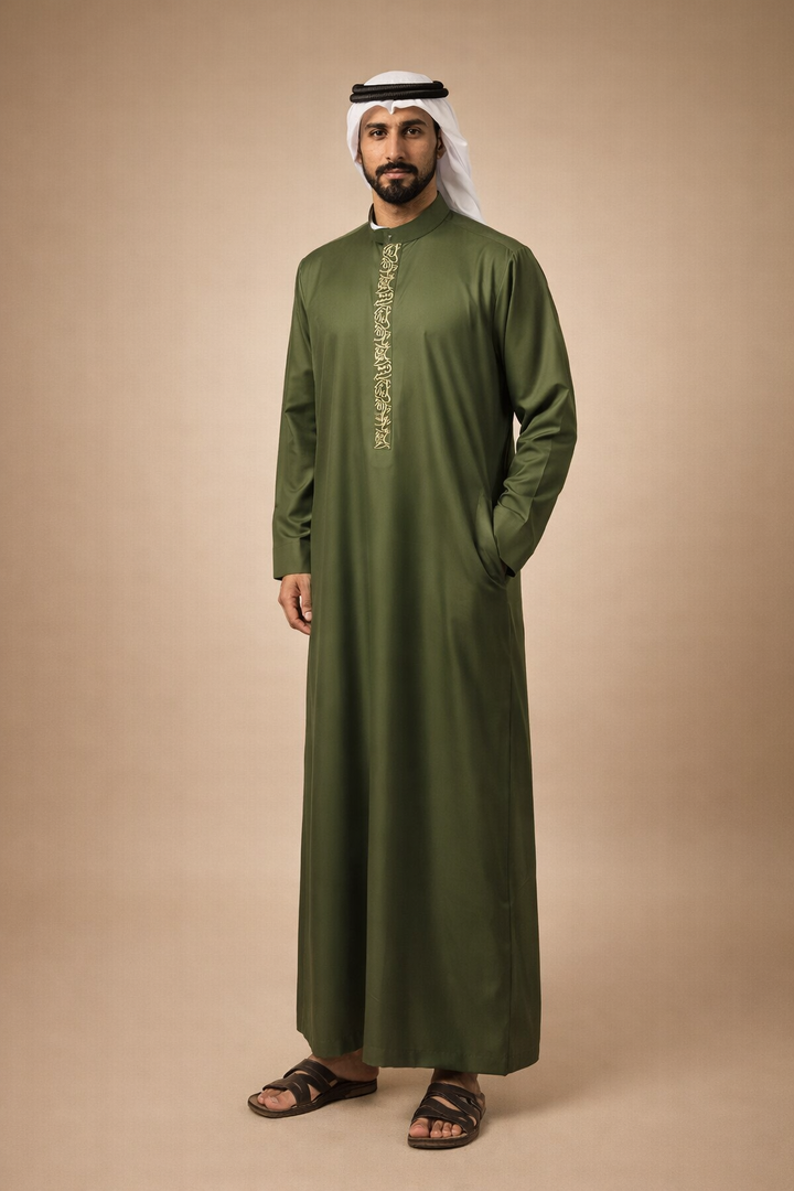 Olive Calligraphy Jubbah | J041