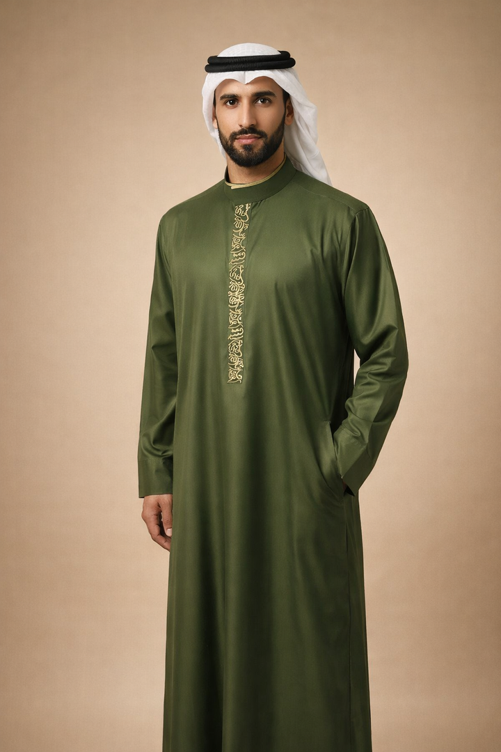 Olive Calligraphy Jubbah | J041