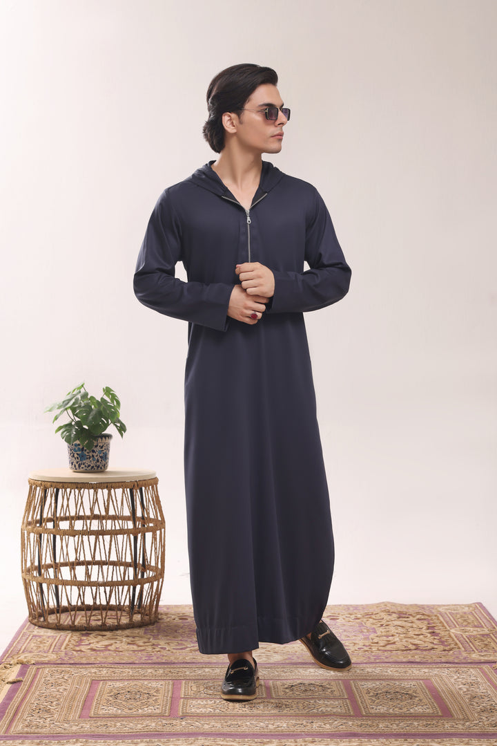 Navy Hoodie Zipper Jubbah J054
