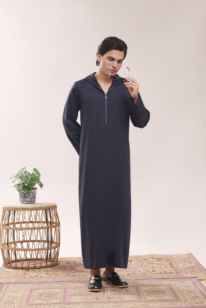 Navy Hoodie Zipper Jubbah J054
