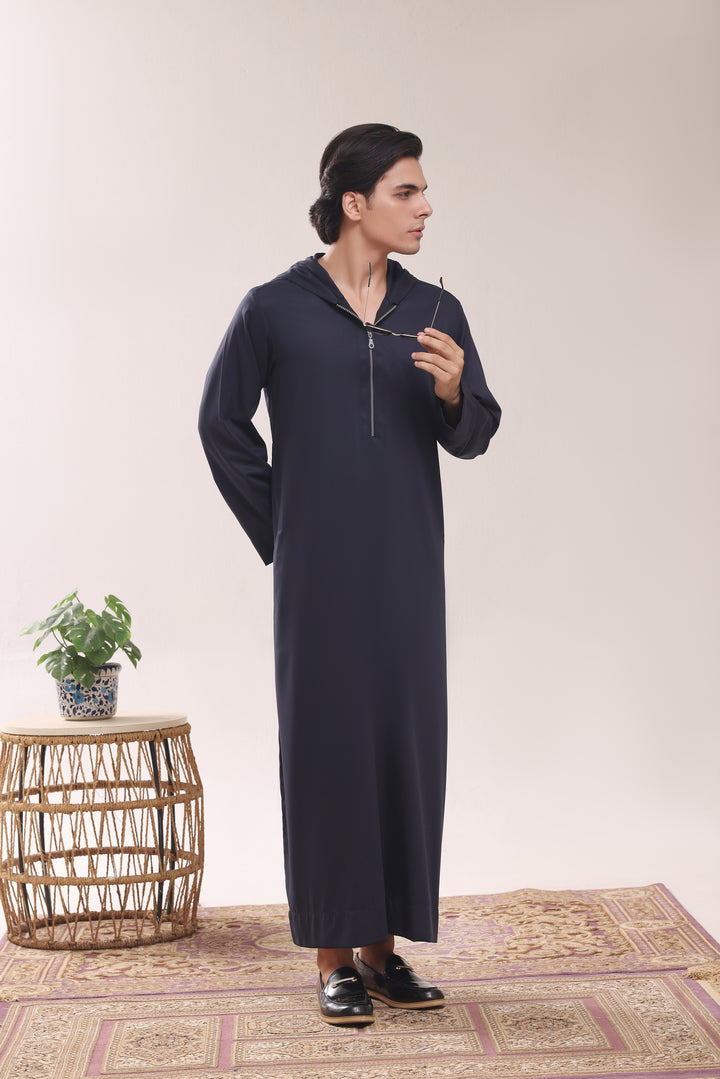 Navy Hoodie Zipper Jubbah J054