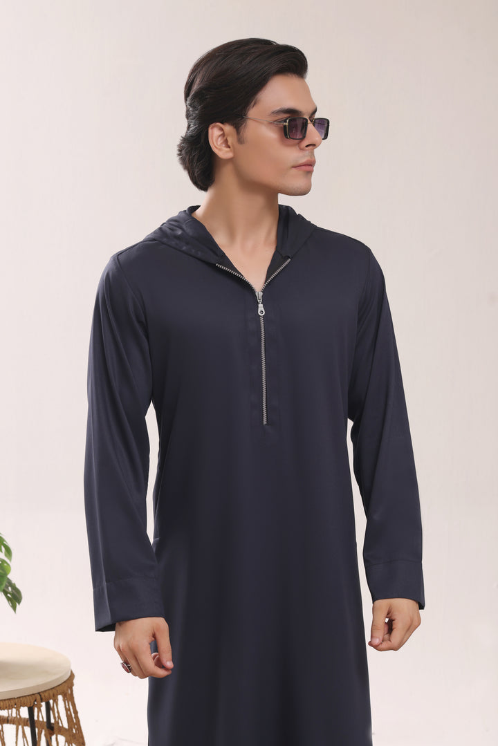 Navy Hoodie Zipper Jubbah J054