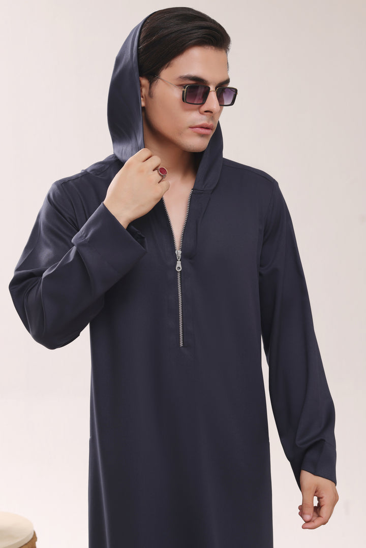 Navy Hoodie Zipper Jubbah J054