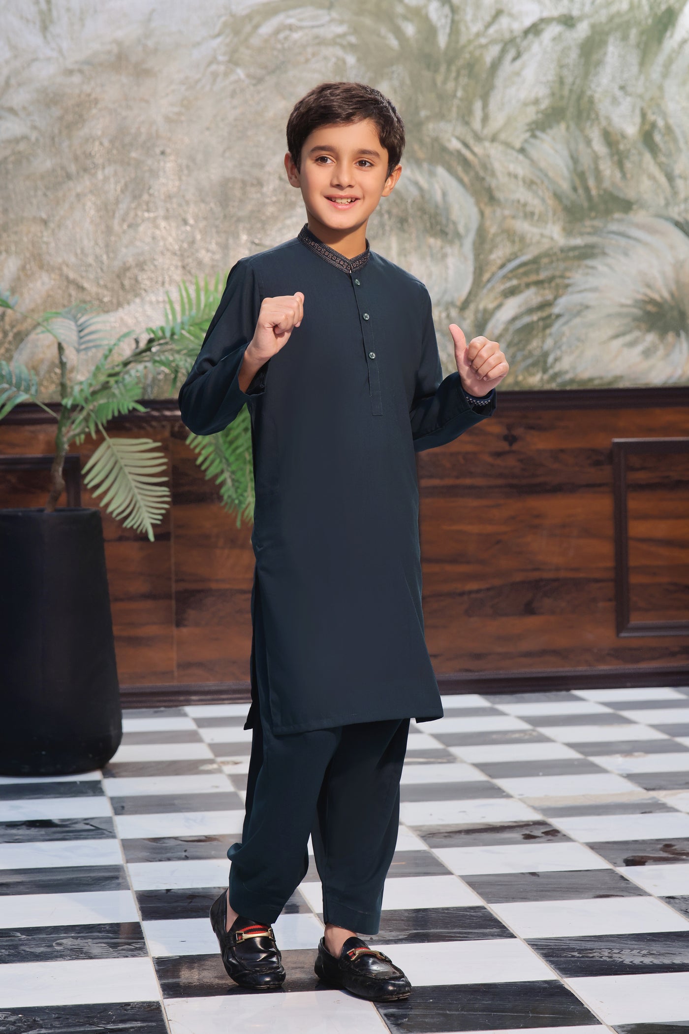 Turquoise Kids Kurta Shalwar