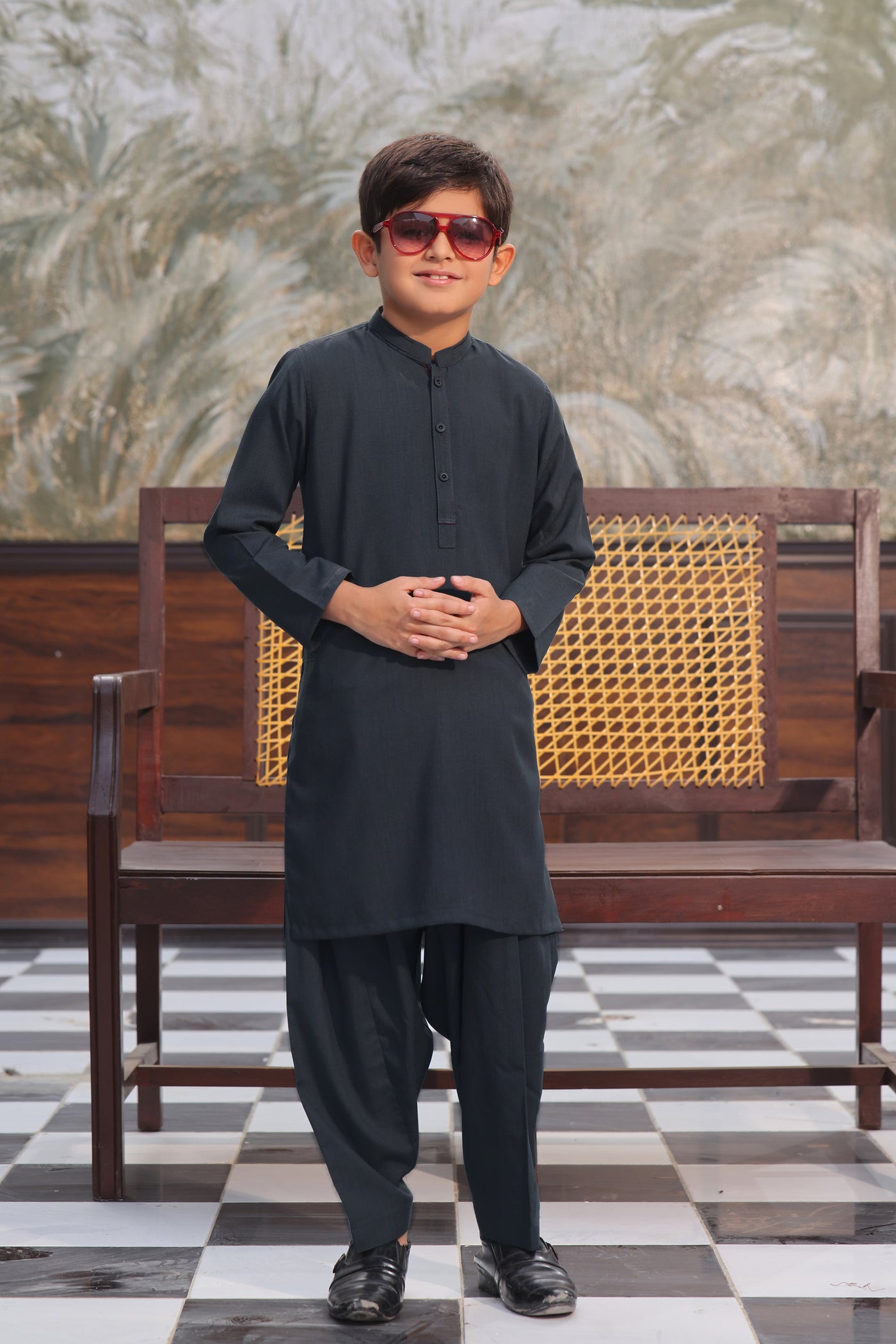 M Grey Kids Kurta Shalwar