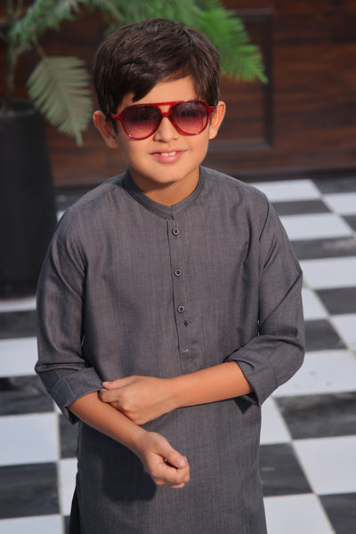 Dark Grey Kids Kurta Shalwar