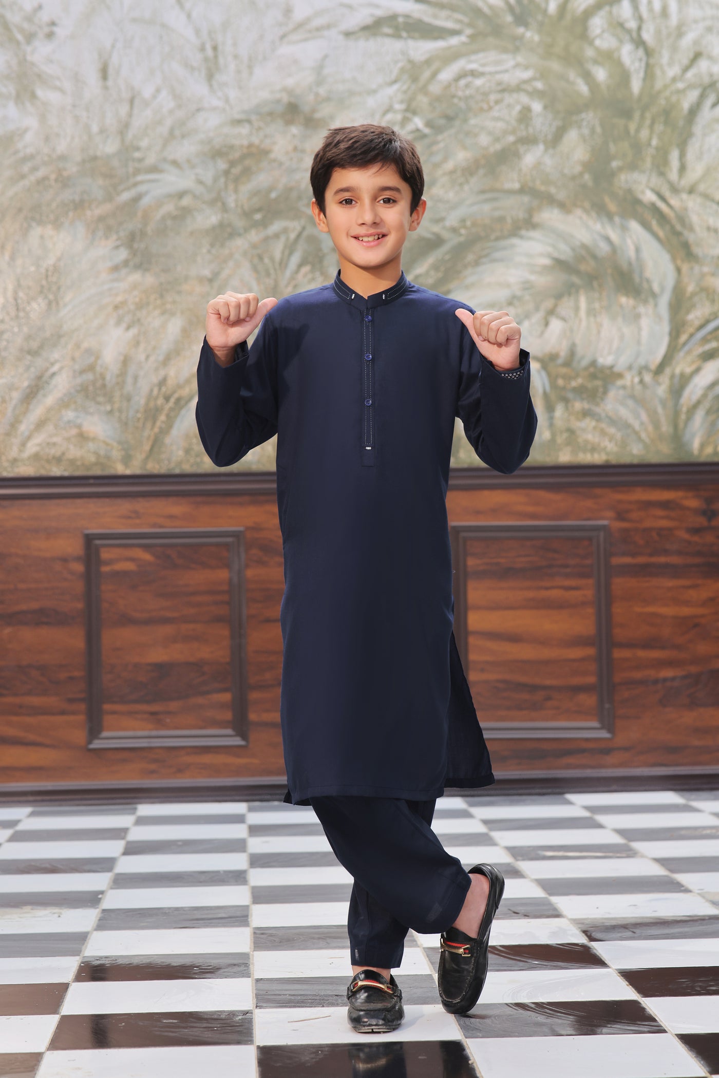 Navy Kids Kurta Shalwar