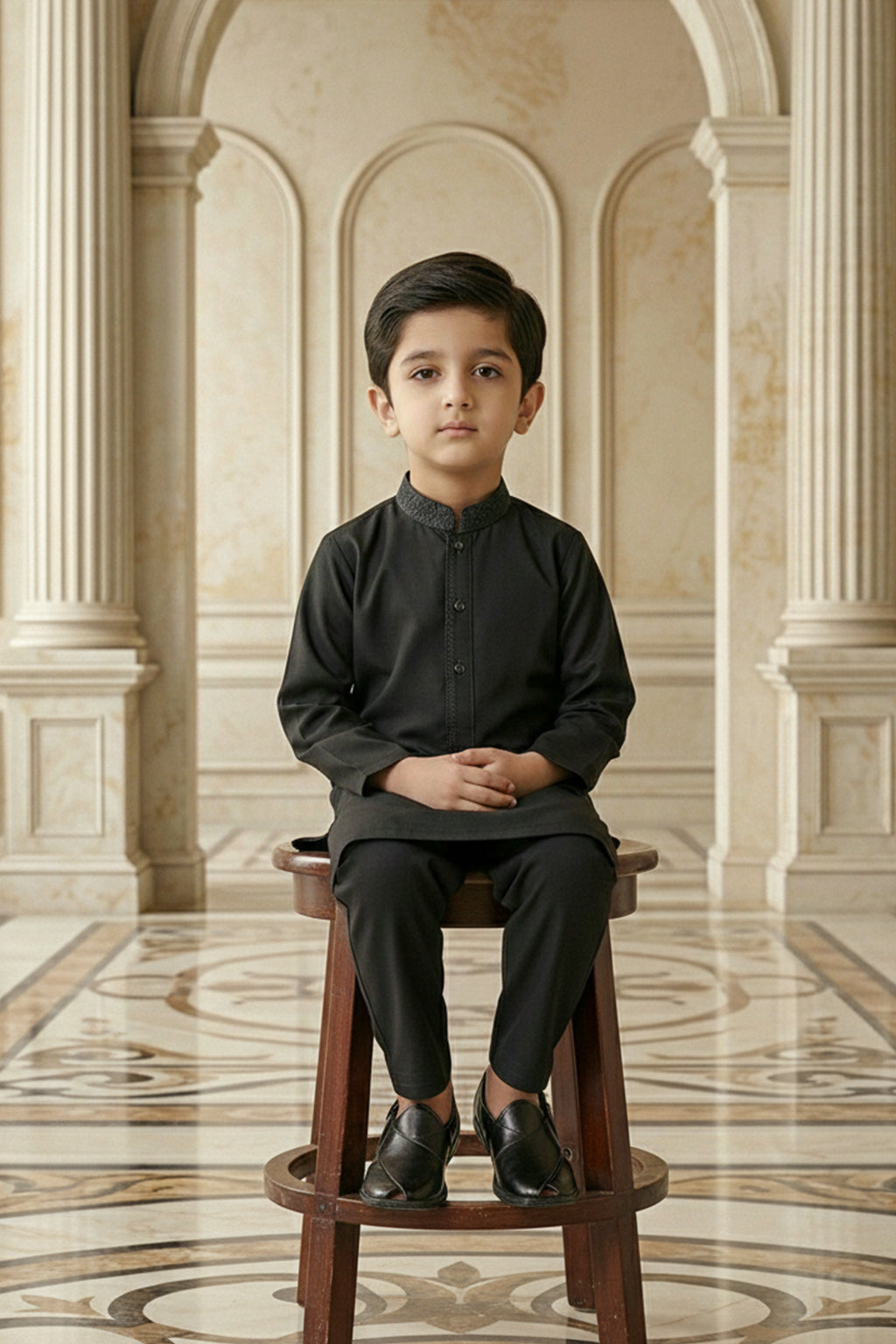 Black Emb Kids K-S | KDS-37